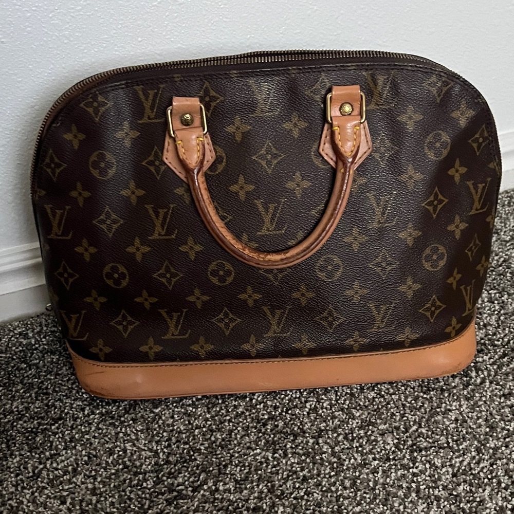 Vintage Louis Vuitton Alma PM Monogram Satchel, painted leather